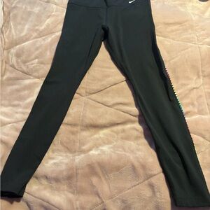 Nike Black Women's Leggings with Rainbow Side Trim
